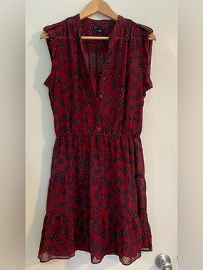 GAP Red Sleeveless Layered Floral Mini Dress